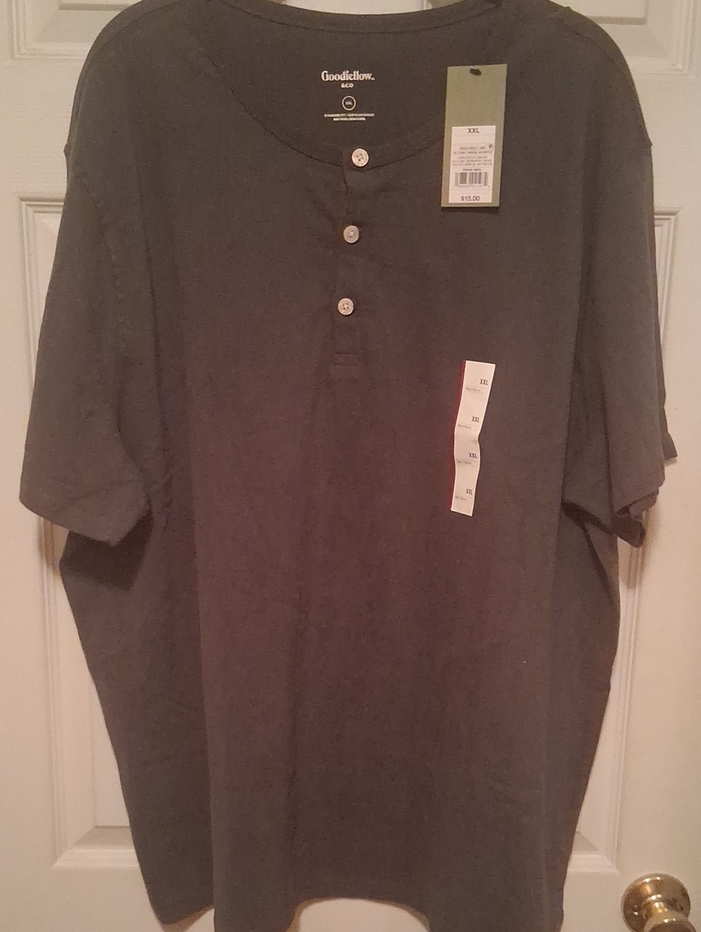 Goodfellow & Co Men's Dark Charcoal Short-Sleeve Henley Xxl